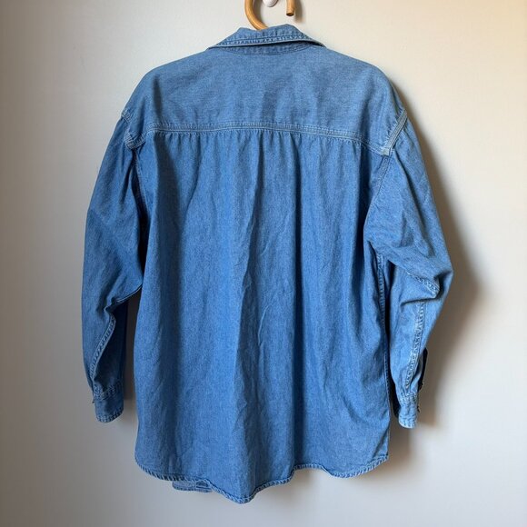 Vintage Denim Scarecrow Button Down Long Sleeve Top Women's Large - Picture 2 of 5